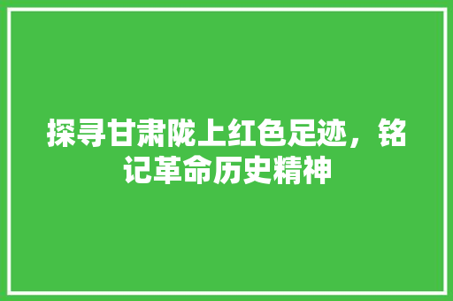 探寻甘肃陇上红色足迹，铭记革命历史精神