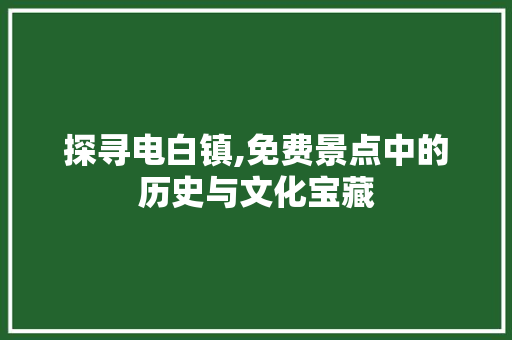 探寻电白镇,免费景点中的历史与文化宝藏