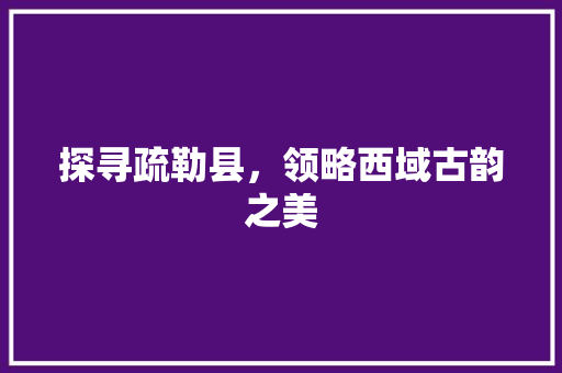 探寻疏勒县，领略西域古韵之美