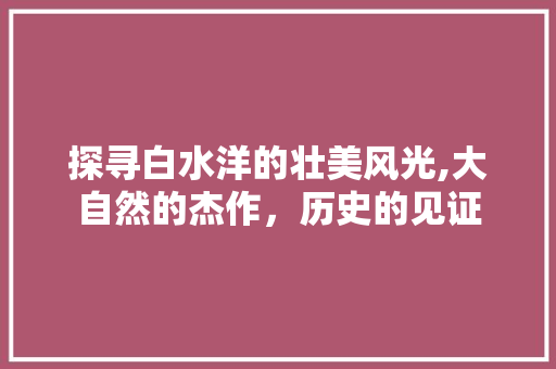 探寻白水洋的壮美风光,大自然的杰作，历史的见证