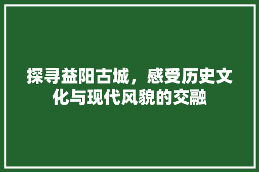 探寻益阳古城，感受历史文化与现代风貌的交融