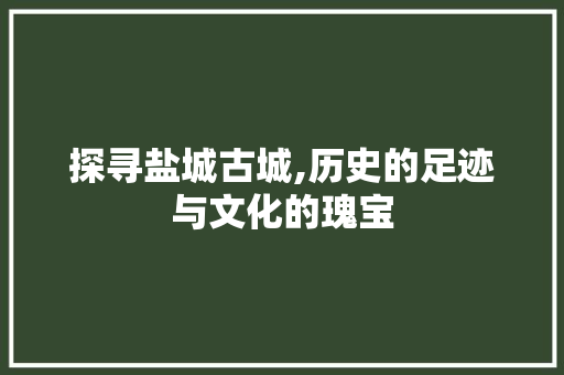 探寻盐城古城,历史的足迹与文化的瑰宝