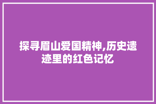 探寻眉山爱国精神,历史遗迹里的红色记忆