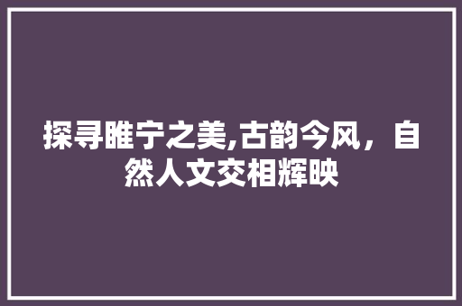 探寻睢宁之美,古韵今风，自然人文交相辉映  第1张