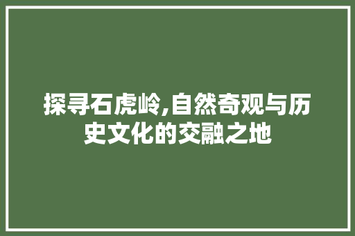 探寻石虎岭,自然奇观与历史文化的交融之地