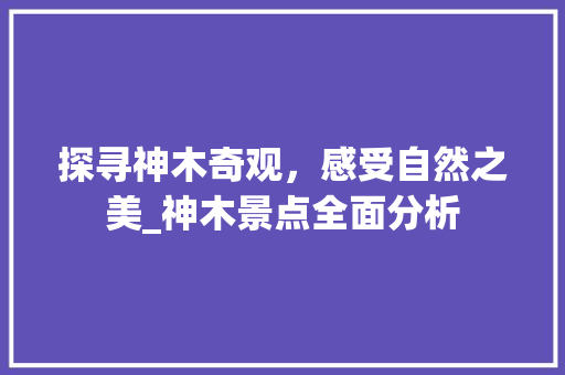 探寻神木奇观，感受自然之美_神木景点全面分析