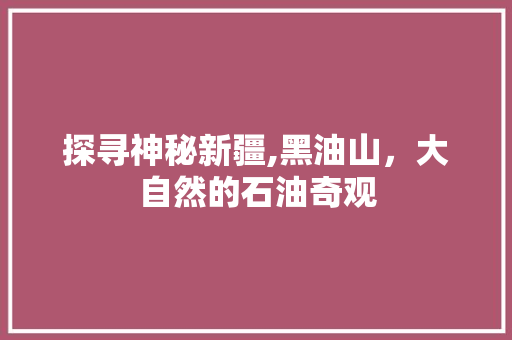 探寻神秘新疆,黑油山，大自然的石油奇观