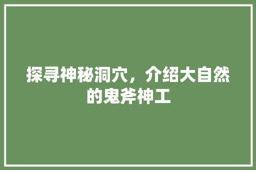 探寻神秘洞穴，介绍大自然的鬼斧神工