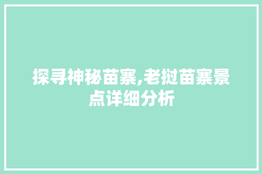 探寻神秘苗寨,老挝苗寨景点详细分析