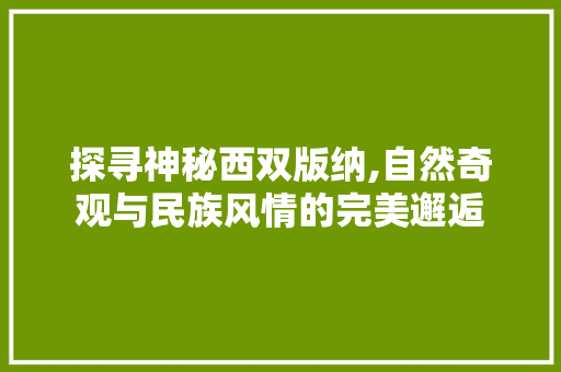 探寻神秘西双版纳,自然奇观与民族风情的完美邂逅