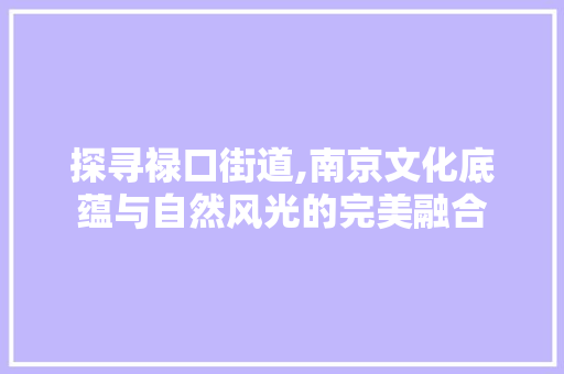 探寻禄口街道,南京文化底蕴与自然风光的完美融合