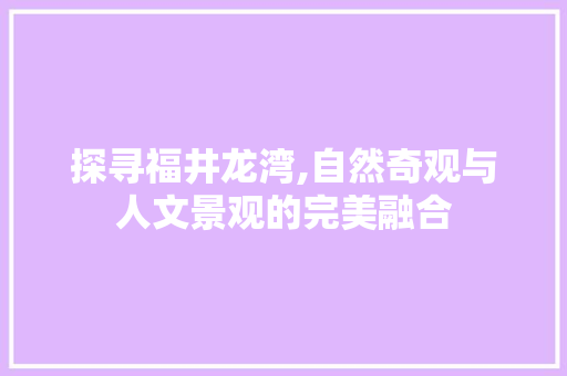 探寻福井龙湾,自然奇观与人文景观的完美融合