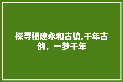 探寻福建永和古镇,千年古韵，一梦千年