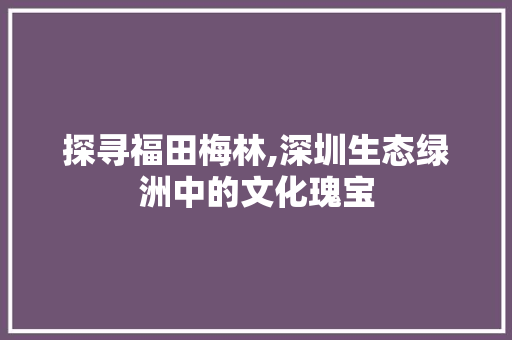 探寻福田梅林,深圳生态绿洲中的文化瑰宝