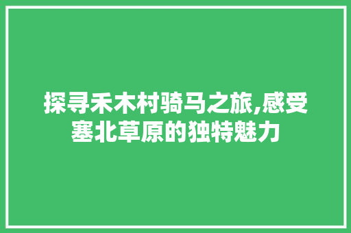 探寻禾木村骑马之旅,感受塞北草原的独特魅力