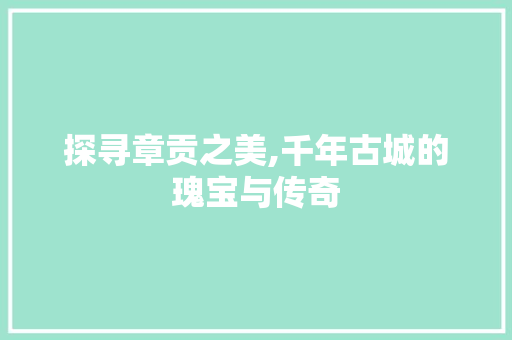 探寻章贡之美,千年古城的瑰宝与传奇