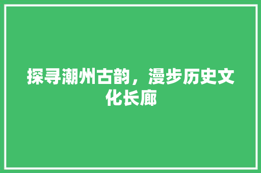 探寻潮州古韵，漫步历史文化长廊