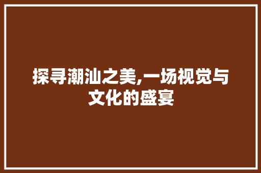 探寻潮汕之美,一场视觉与文化的盛宴