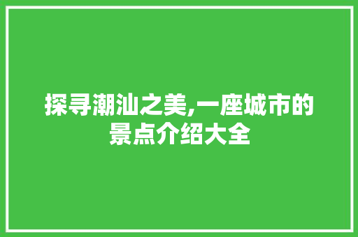 探寻潮汕之美,一座城市的景点介绍大全