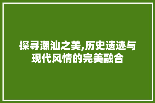 探寻潮汕之美,历史遗迹与现代风情的完美融合