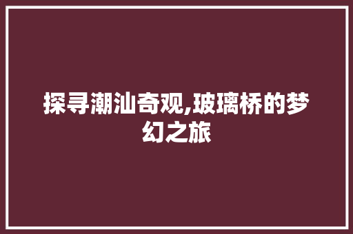 探寻潮汕奇观,玻璃桥的梦幻之旅