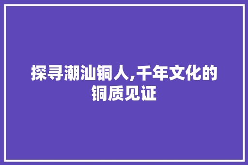 探寻潮汕铜人,千年文化的铜质见证