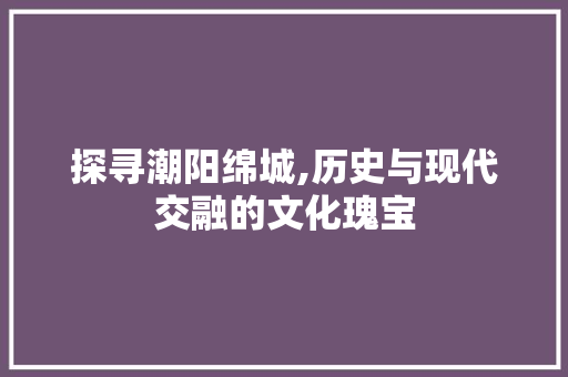 探寻潮阳绵城,历史与现代交融的文化瑰宝