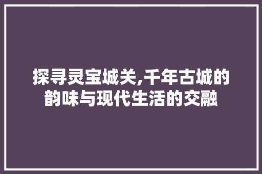 探寻灵宝城关,千年古城的韵味与现代生活的交融