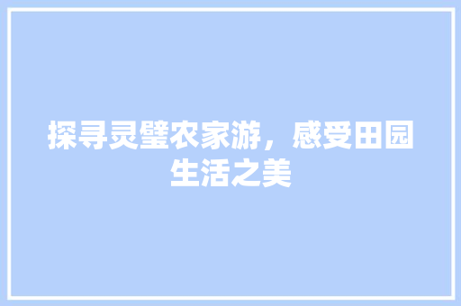 探寻灵璧农家游，感受田园生活之美