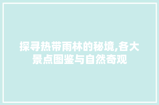 探寻热带雨林的秘境,各大景点图鉴与自然奇观