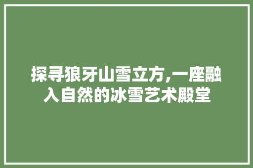 探寻狼牙山雪立方,一座融入自然的冰雪艺术殿堂