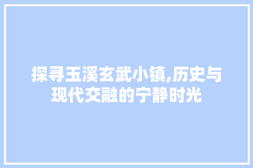 探寻玉溪玄武小镇,历史与现代交融的宁静时光