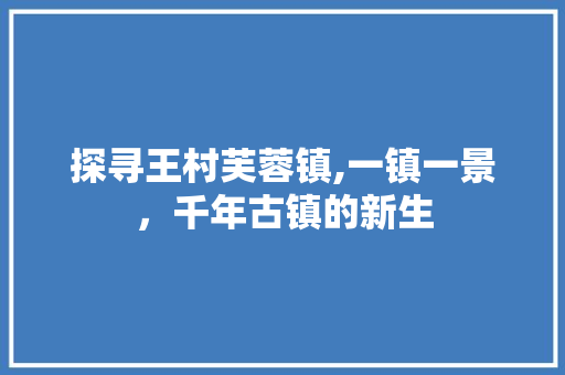 探寻王村芙蓉镇,一镇一景，千年古镇的新生