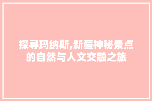 探寻玛纳斯,新疆神秘景点的自然与人文交融之旅