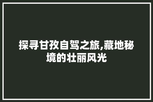 探寻甘孜自驾之旅,藏地秘境的壮丽风光