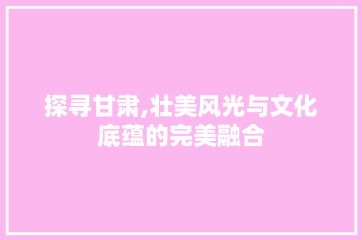 探寻甘肃,壮美风光与文化底蕴的完美融合