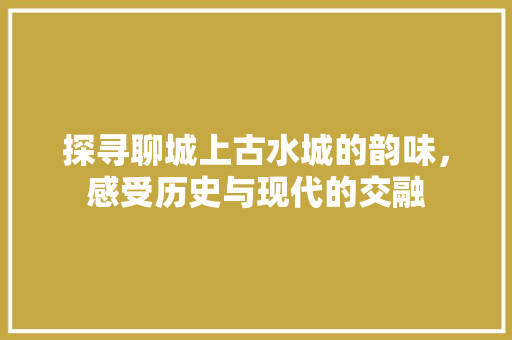 探寻聊城上古水城的韵味，感受历史与现代的交融