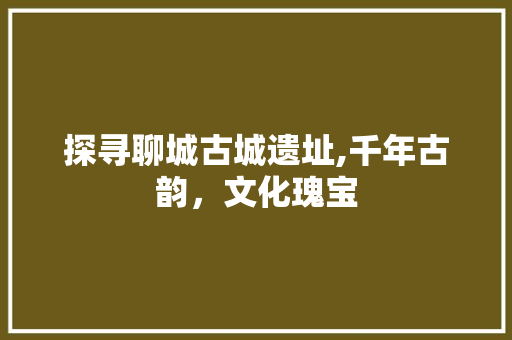 探寻聊城古城遗址,千年古韵，文化瑰宝