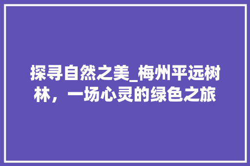 探寻自然之美_梅州平远树林，一场心灵的绿色之旅