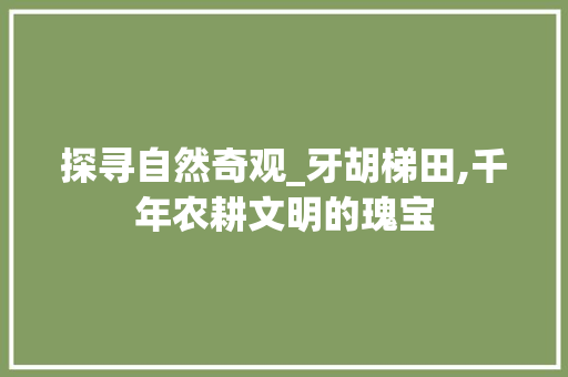 探寻自然奇观_牙胡梯田,千年农耕文明的瑰宝