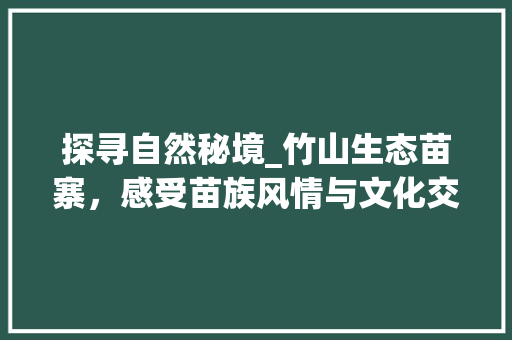 探寻自然秘境_竹山生态苗寨，感受苗族风情与文化交融