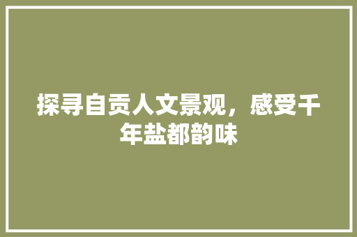 探寻自贡人文景观，感受千年盐都韵味