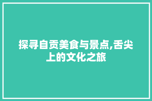 探寻自贡美食与景点,舌尖上的文化之旅