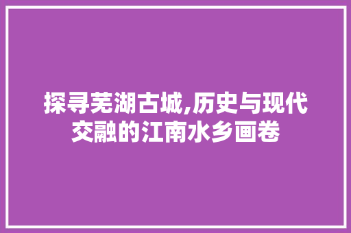 探寻芜湖古城,历史与现代交融的江南水乡画卷