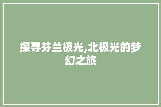 探寻芬兰极光,北极光的梦幻之旅