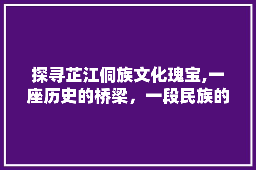 探寻芷江侗族文化瑰宝,一座历史的桥梁，一段民族的故事