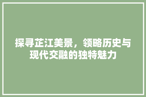 探寻芷江美景，领略历史与现代交融的独特魅力