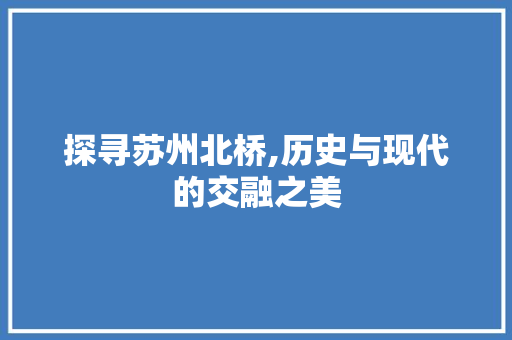 探寻苏州北桥,历史与现代的交融之美