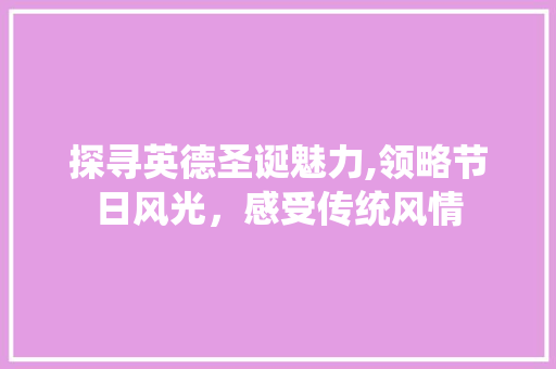 探寻英德圣诞魅力,领略节日风光，感受传统风情  第1张