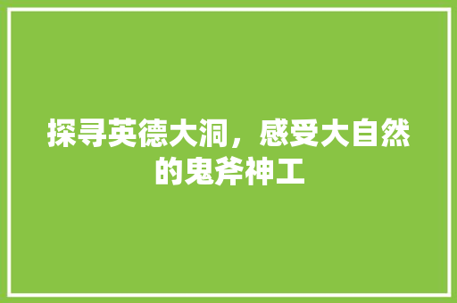 探寻英德大洞，感受大自然的鬼斧神工